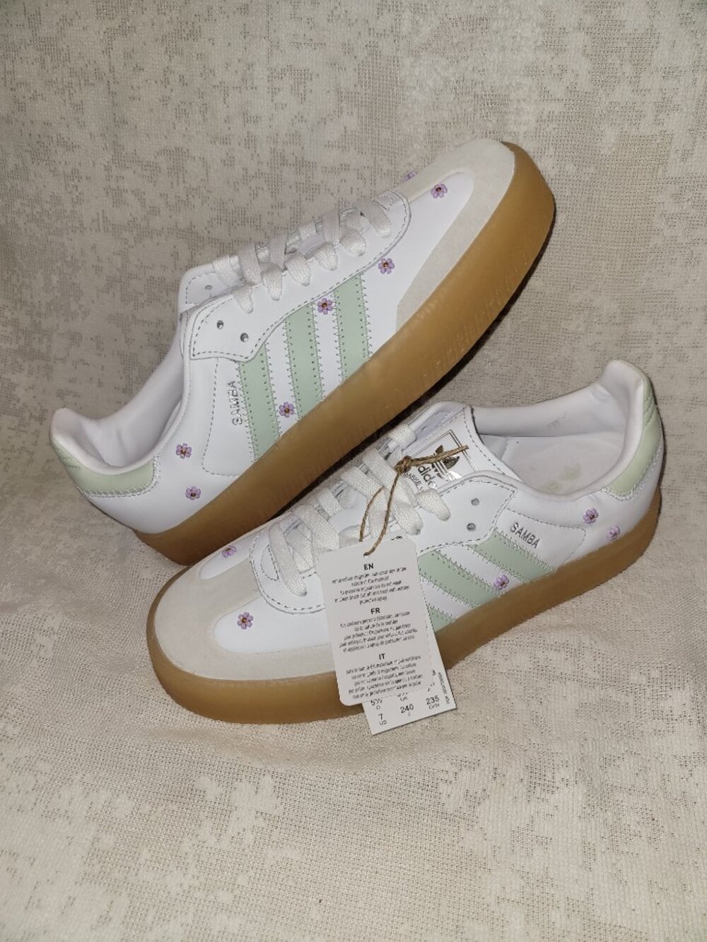Adidas Sambae Samba Floral Off White Comfy Casual Shoes JS3953 Women's Size 7 - Picture 10 of 16
